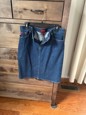 Knee length Chaps Blue Denim Pencil Skirt